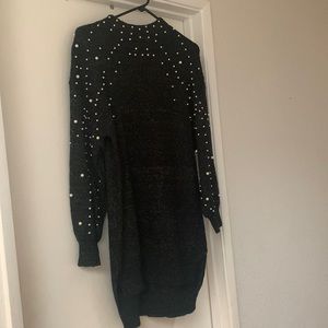 Gorgeous high neck pearl detail sweater dress